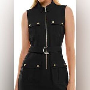 Black Sleeveless Dress with Gold Accents